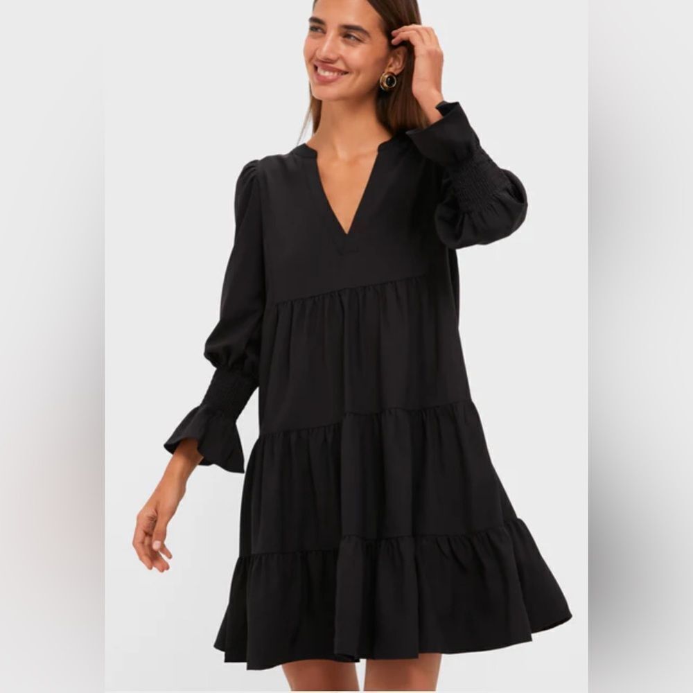 Tuckernuck Pomander Place Navy Long Sleeve Tiered Dress